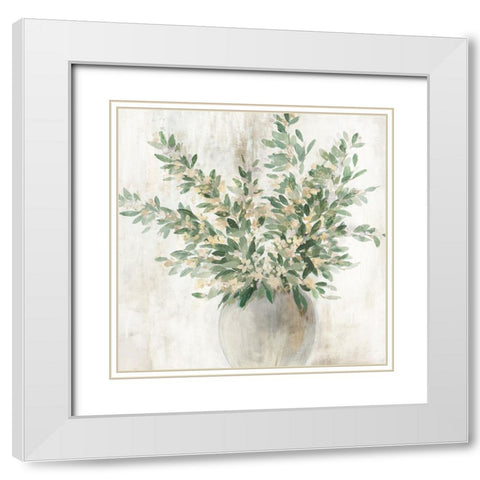 Rustic Green White Modern Wood Framed Art Print with Double Matting by Aria K