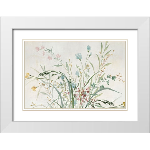 Wild Forest Flowers White Modern Wood Framed Art Print with Double Matting by Aria K