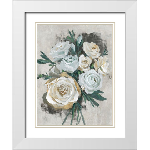 White Bouquet of Florals I White Modern Wood Framed Art Print with Double Matting by Aria K