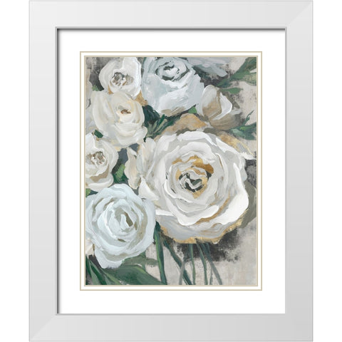 White Bouquet of Florals II White Modern Wood Framed Art Print with Double Matting by Aria K
