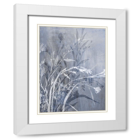 Cool Floral II White Modern Wood Framed Art Print with Double Matting by Aria K