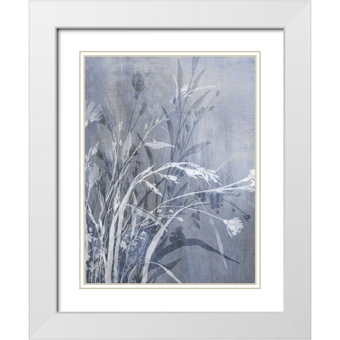 Cool Floral II White Modern Wood Framed Art Print with Double Matting by Aria K
