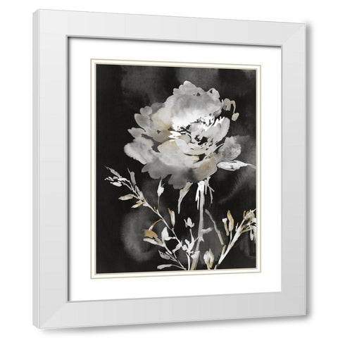Moody Floral I White Modern Wood Framed Art Print with Double Matting by Aria K