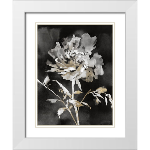 Moody Floral II White Modern Wood Framed Art Print with Double Matting by Aria K
