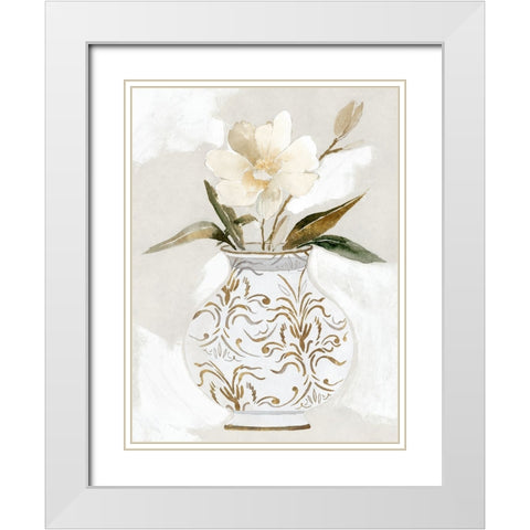 Decorative Botanical I White Modern Wood Framed Art Print with Double Matting by Aria K