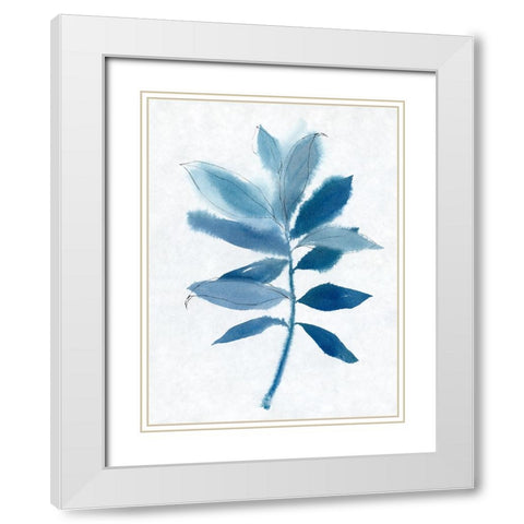 Modern Blue Botanical I White Modern Wood Framed Art Print with Double Matting by Aria K