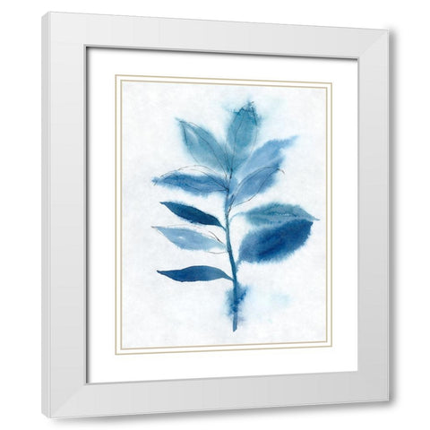 Modern Blue Botanical II White Modern Wood Framed Art Print with Double Matting by Aria K