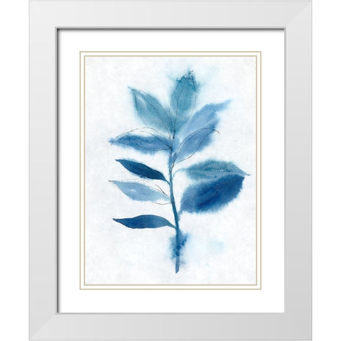 Modern Blue Botanical II White Modern Wood Framed Art Print with Double Matting by Aria K