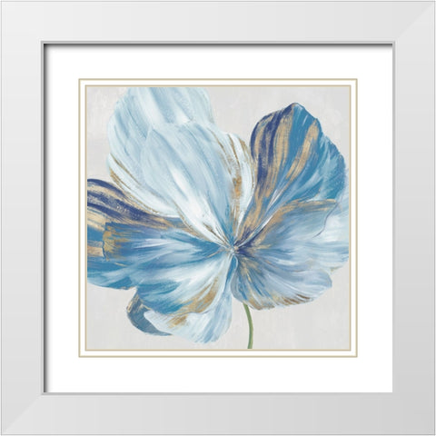 Big Blue Flower I White Modern Wood Framed Art Print with Double Matting by Aria K