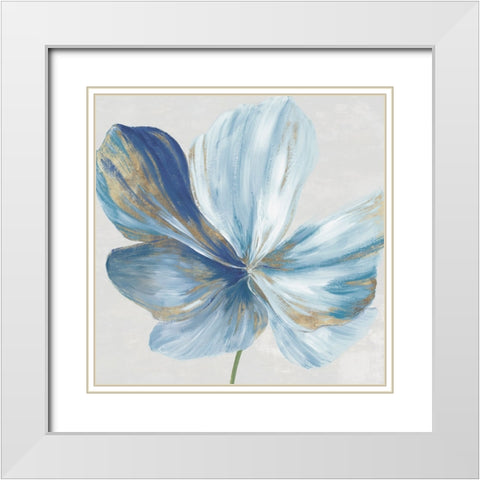 Big Blue Flower II White Modern Wood Framed Art Print with Double Matting by Aria K