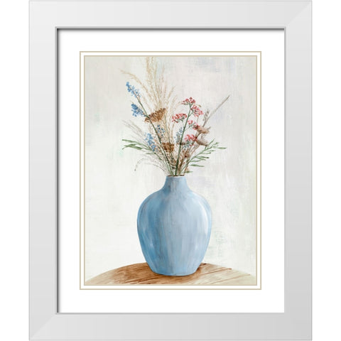 Spring Bouquet Vase I White Modern Wood Framed Art Print with Double Matting by Aria K