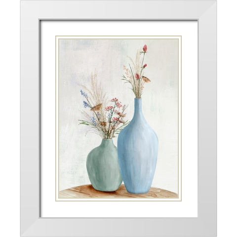 Spring Bouquet Vase II White Modern Wood Framed Art Print with Double Matting by Aria K
