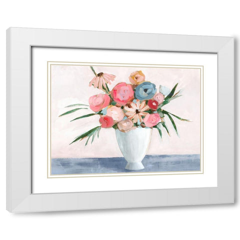 Floral Bundle White Modern Wood Framed Art Print with Double Matting by Aria K