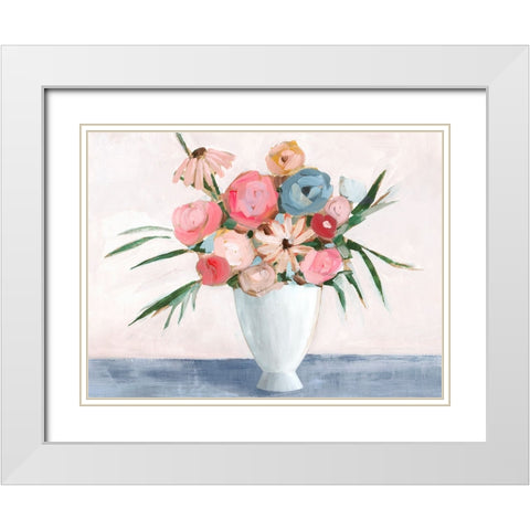 Floral Bundle White Modern Wood Framed Art Print with Double Matting by Aria K