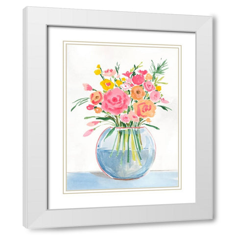 Bright Flowers II White Modern Wood Framed Art Print with Double Matting by Aria K