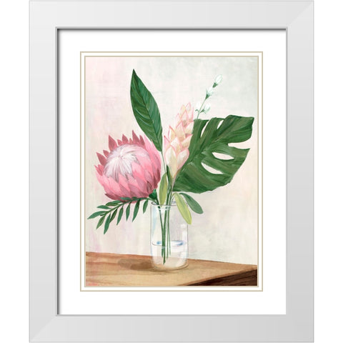 Tropical Vase I White Modern Wood Framed Art Print with Double Matting by Aria K