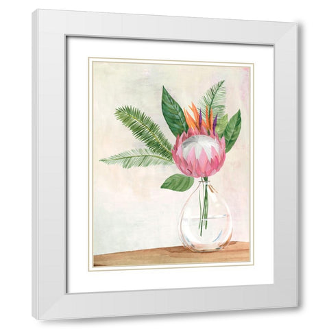 Tropical Vase II White Modern Wood Framed Art Print with Double Matting by Aria K