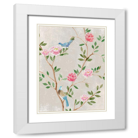 Bird Garden I White Modern Wood Framed Art Print with Double Matting by Aria K