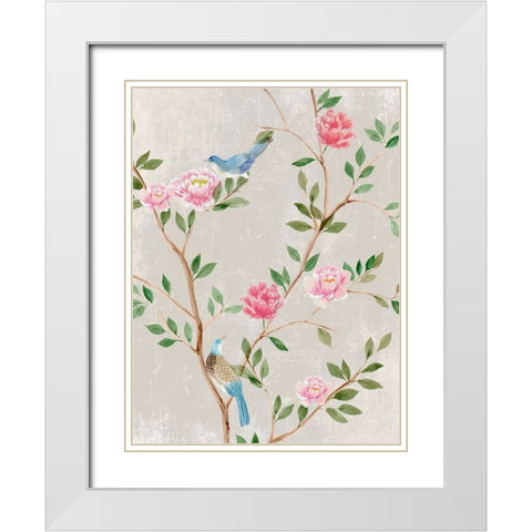 Bird Garden I White Modern Wood Framed Art Print with Double Matting by Aria K