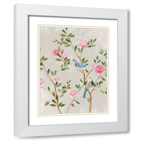 Bird Garden II White Modern Wood Framed Art Print with Double Matting by Aria K