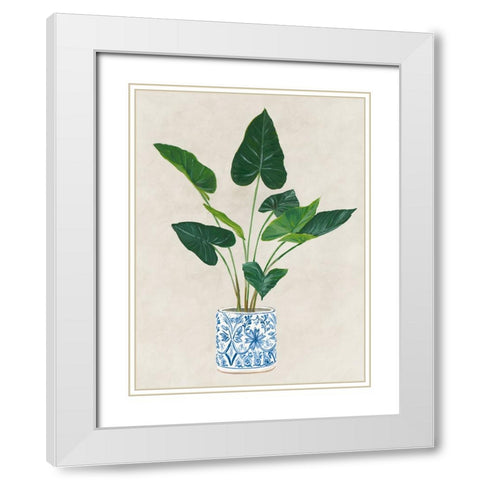 Greens in Vase I White Modern Wood Framed Art Print with Double Matting by Aria K