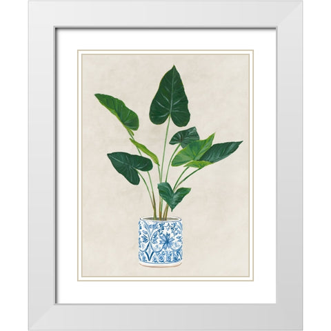 Greens in Vase I White Modern Wood Framed Art Print with Double Matting by Aria K