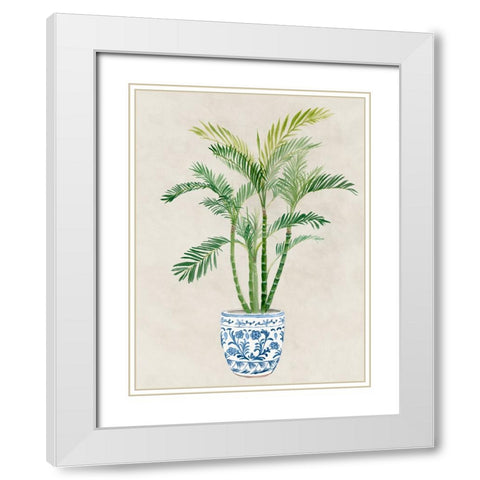 Greens in Vase II White Modern Wood Framed Art Print with Double Matting by Aria K