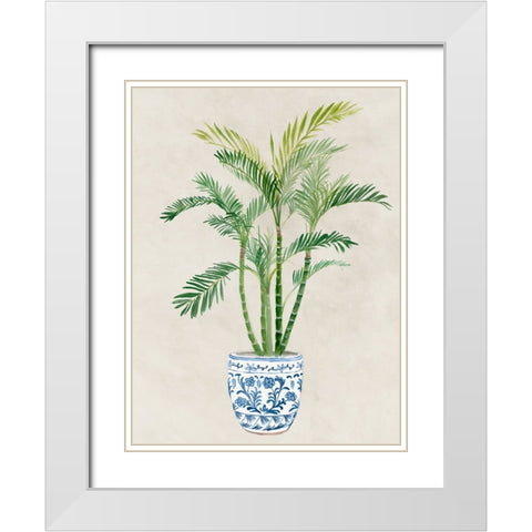 Greens in Vase II White Modern Wood Framed Art Print with Double Matting by Aria K
