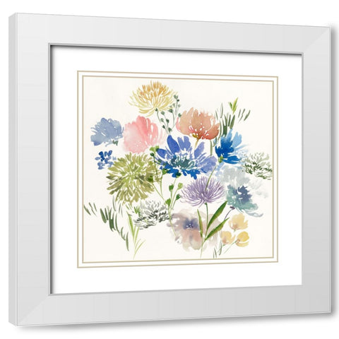 A Floral Flourish I White Modern Wood Framed Art Print with Double Matting by Aria K