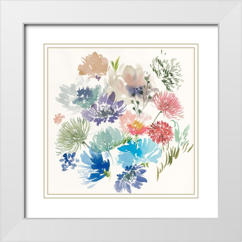 A Floral Flourish II White Modern Wood Framed Art Print with Double Matting by Aria K