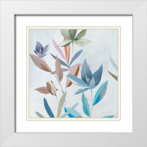 Joyful Blooms I White Modern Wood Framed Art Print with Double Matting by Aria K