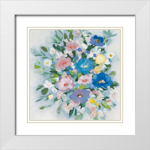 Blue Sweet Bundle White Modern Wood Framed Art Print with Double Matting by Aria K