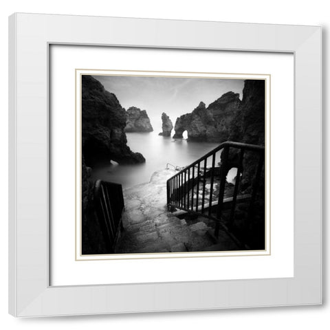 Rocky Beach White Modern Wood Framed Art Print with Double Matting by Praxis Studio