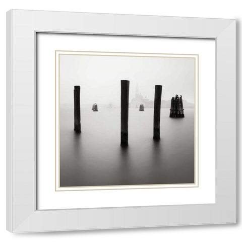 Venice Old Pier II White Modern Wood Framed Art Print with Double Matting by Praxis Studio