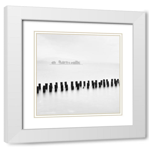 Island and Tree White Modern Wood Framed Art Print with Double Matting by Praxis Studio