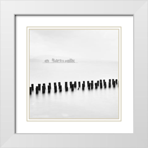Island and Tree White Modern Wood Framed Art Print with Double Matting by Praxis Studio