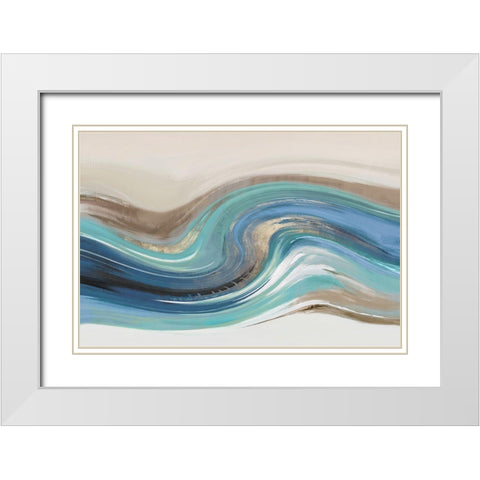 Blue Elements II White Modern Wood Framed Art Print with Double Matting by Peal, Emma