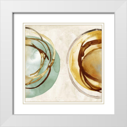 Two Circles  White Modern Wood Framed Art Print with Double Matting by Peal, Emma