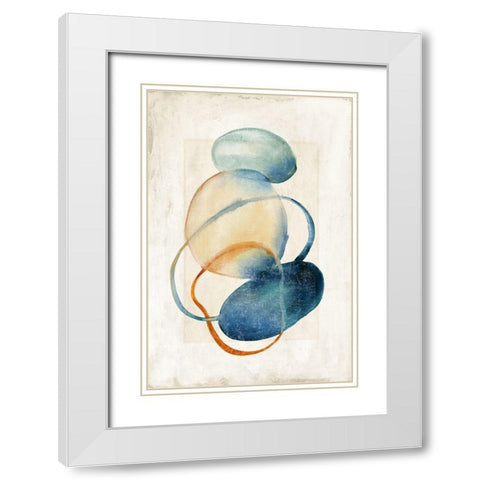 Mid Century Blue  White Modern Wood Framed Art Print with Double Matting by Peal, Emma