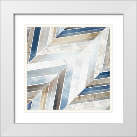 Diagonal Herringbone White Modern Wood Framed Art Print with Double Matting by Peal, Emma
