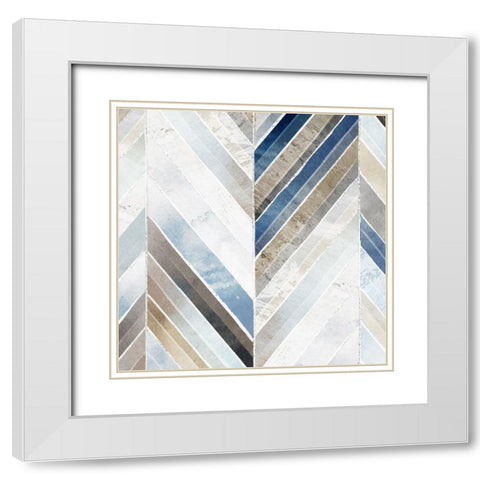 Straight Herringbone White Modern Wood Framed Art Print with Double Matting by Peal, Emma