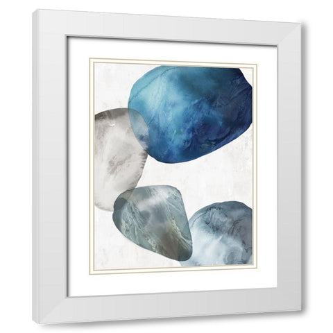 Flow of Blue I White Modern Wood Framed Art Print with Double Matting by Peal, Emma