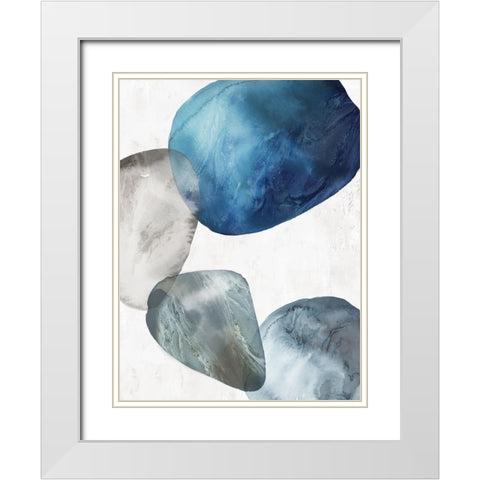 Flow of Blue I White Modern Wood Framed Art Print with Double Matting by Peal, Emma