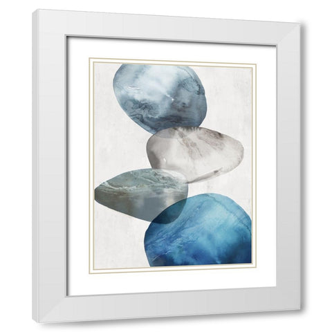 Flow of Blue II White Modern Wood Framed Art Print with Double Matting by Peal, Emma