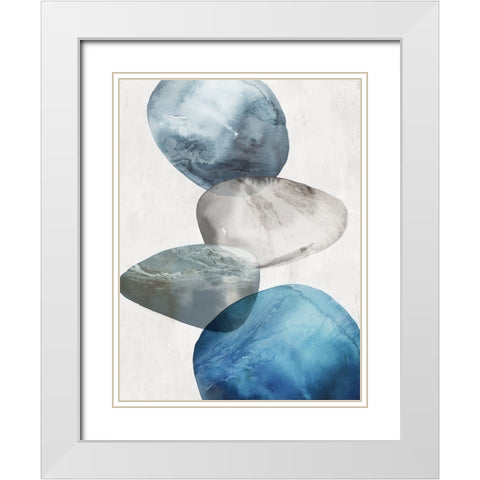 Flow of Blue II White Modern Wood Framed Art Print with Double Matting by Peal, Emma