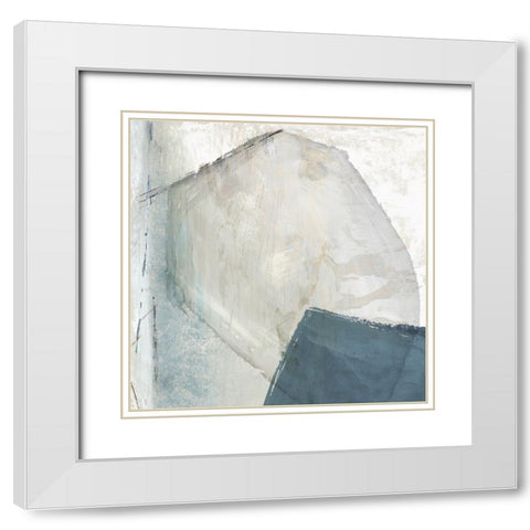 Varied Blue Abstract White Modern Wood Framed Art Print with Double Matting by Peal, Emma