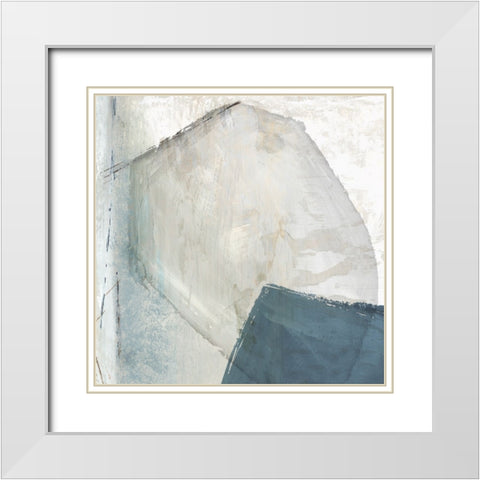 Varied Blue Abstract White Modern Wood Framed Art Print with Double Matting by Peal, Emma