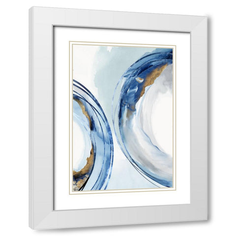 Blue Water Rings II White Modern Wood Framed Art Print with Double Matting by Peal, Emma