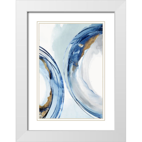 Blue Water Rings II White Modern Wood Framed Art Print with Double Matting by Peal, Emma