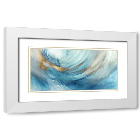 Blue Vortex White Modern Wood Framed Art Print with Double Matting by Peal, Emma